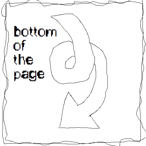a spiral arrow pointing downwards. bottom of the page.